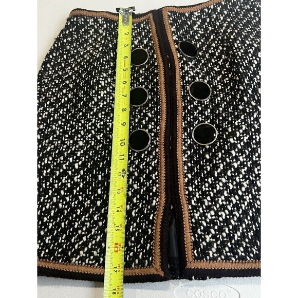 $198 NWT CATHERINE MALANDRINO  Size 2 WOOL PENCIL SKIRT BLACK/IVORY/MOCHA - Picture 8 of 10